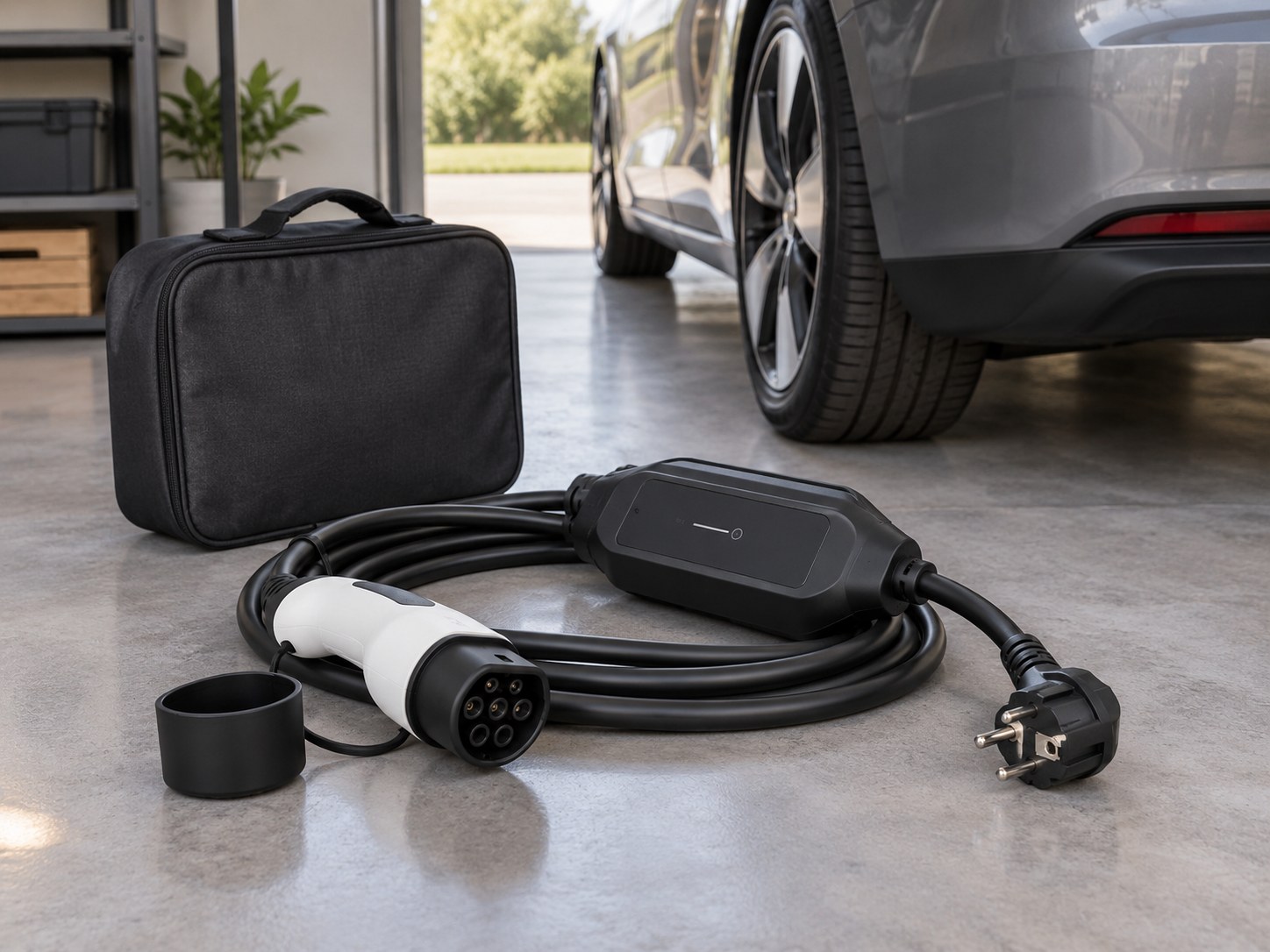 Carregador portátil de veículo elétrico com conector Type 2